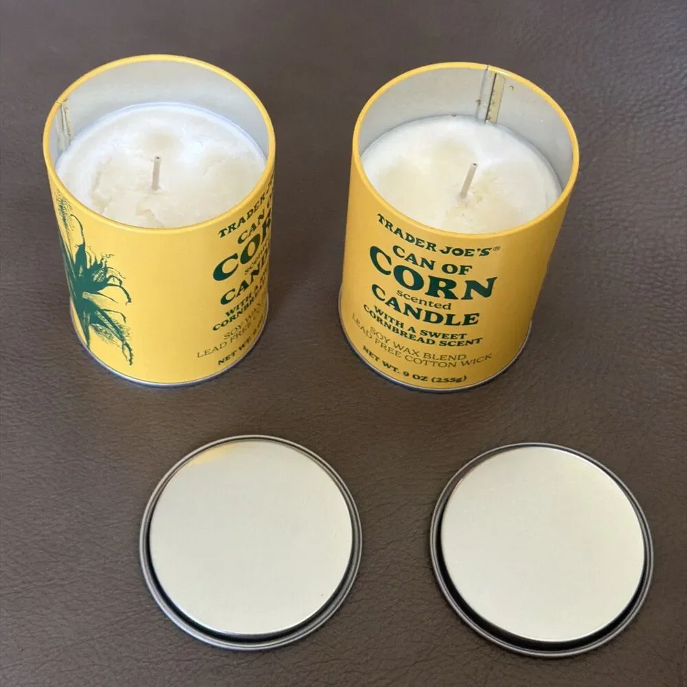 Trader Joe’s 2 Cans of Corn Soy Candle 9oz Sweet Cornbread Limited Seasonal NEW